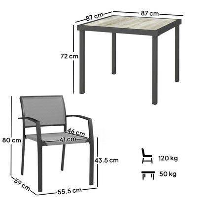 Outsunny Five-Piece Outdoor Garden Dining Set - Grey