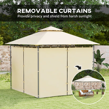 Outsunny 3 x 3 m Solar LED Metal Gazebo - Beige