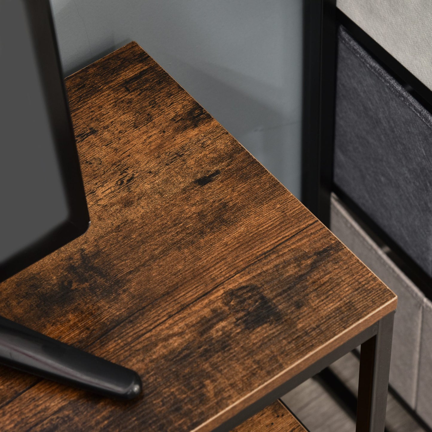 HOMCOM TV Cabinet with 2 Foldable Linen Drawers, TV Stand with Shelving for Living Room, Entertainment Room, TV Table Unit, Rustic Brown