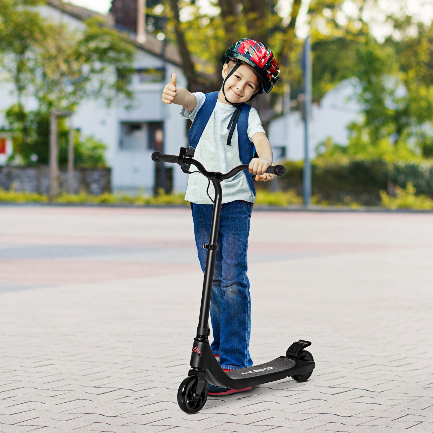 HOMCOM Electric Scooter, 120W Motor E-Scooter w/ Battery Display, Adjustable Height, Rear Brake for Ages 6+ Years - Black