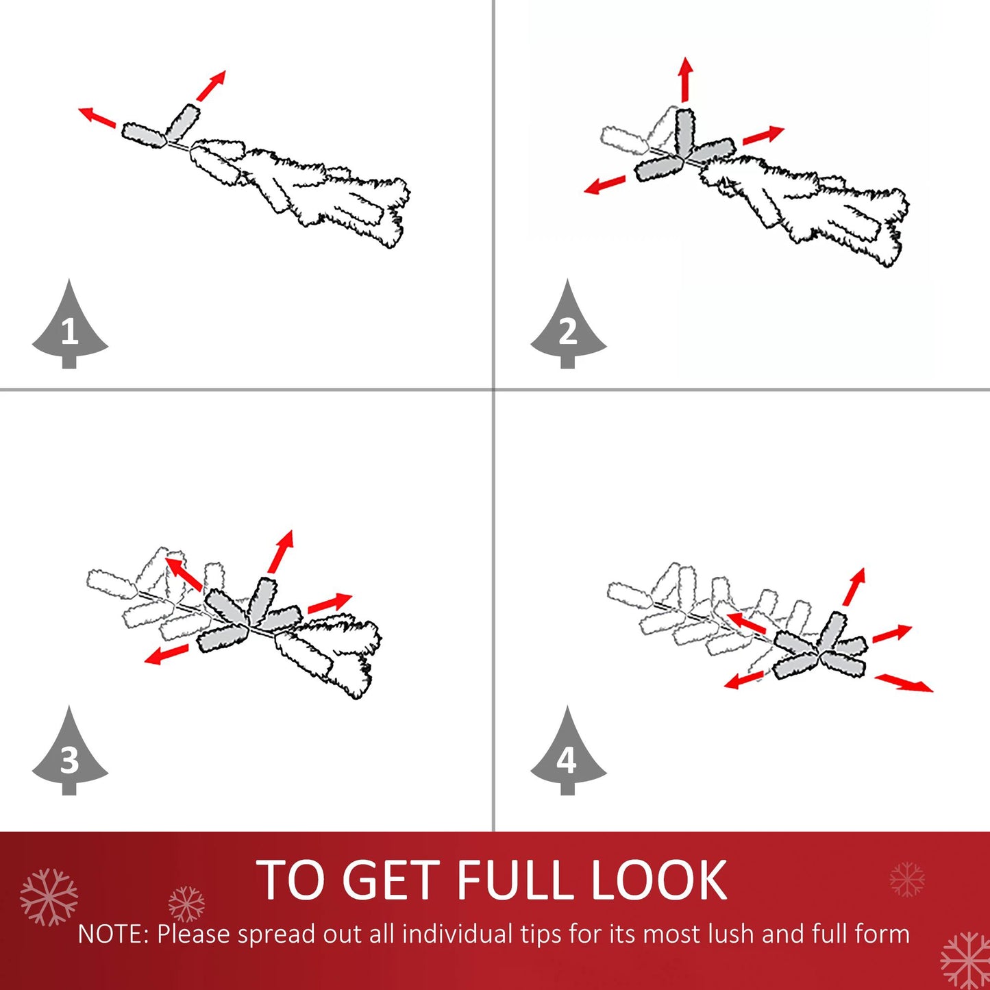 HOMCOM 4ft Pre Lit Christmas Tree Artificial Tree with Multi-Coloured Fiber Optic LED Light(4ft (120cm))