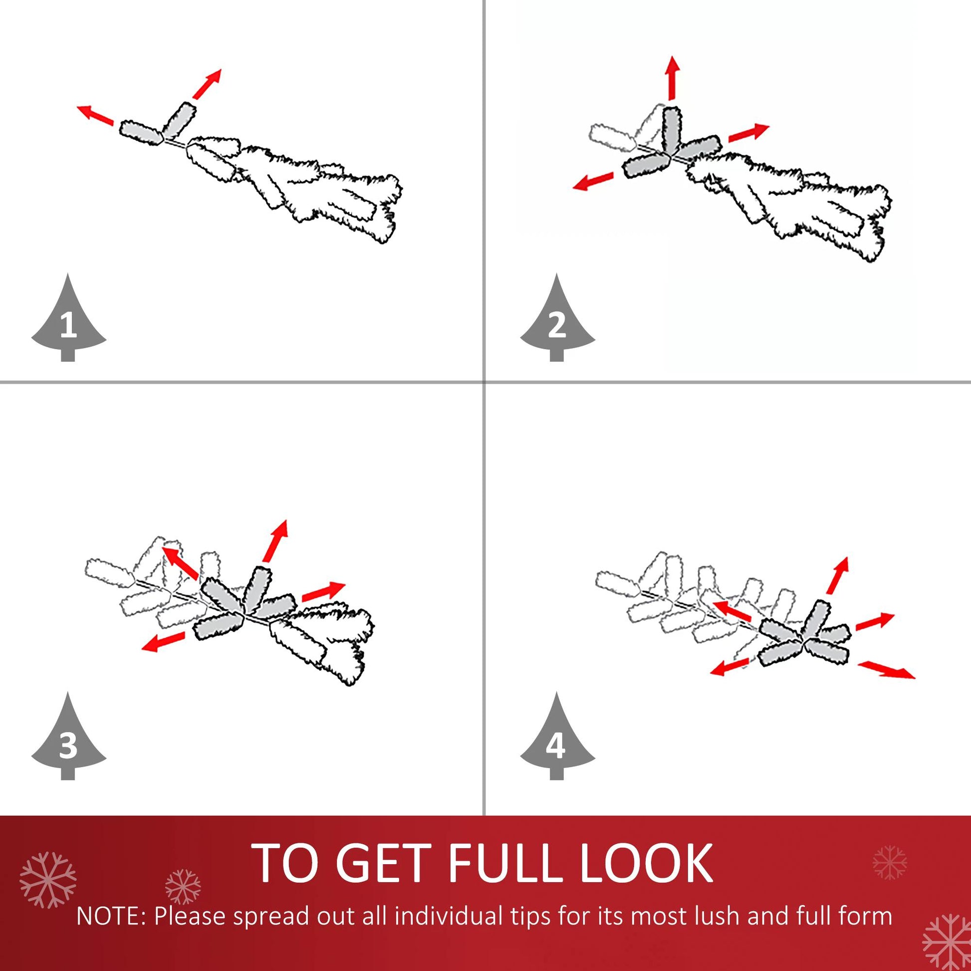 HOMCOM 4ft Pre Lit Christmas Tree Artificial Tree with Multi-Coloured Fiber Optic LED Light(4ft (120cm))