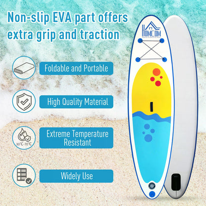 HOMCOM Inflatable Paddle Stand Up Board, Adjustable Aluminium Paddle Non-Slip Deck Board with ISUP Accessories & Carry Bag, 305L x 76W x 10H cm -Blue