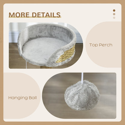 PawHut Cat Tree Tower with Scratching Posts, Grey
