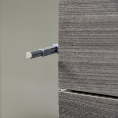 HOMCOM Modern Stylish Freestanding Push-Open Design Cabinet with 2 Drawer, 2 Door Cabinet, 2 Part Inner Space Light Grey and White