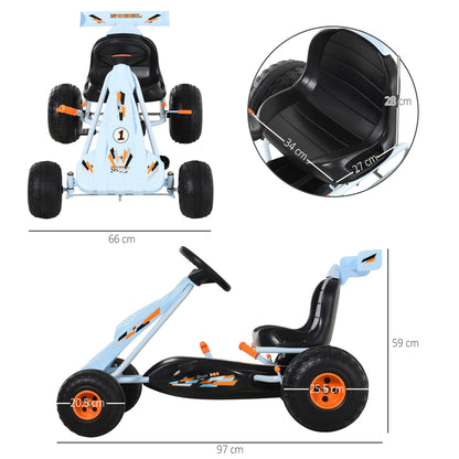 HOMCOM Kids Adjustable Seat PP Pedal Go-Kart Blue/Orange