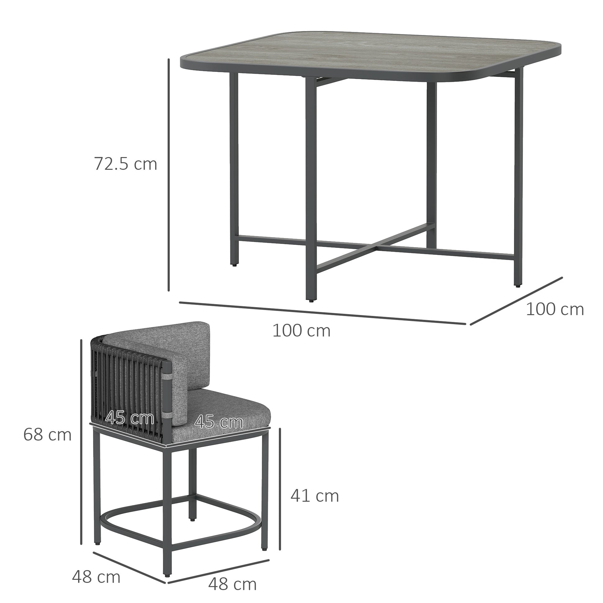 Outsunny 4-Seater Rattan Cube Garden Furniture Set with Cushions - Charcoal Grey