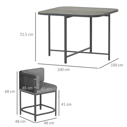 Outsunny 4-Seater Rattan Cube Garden Furniture Set with Cushions - Charcoal Grey