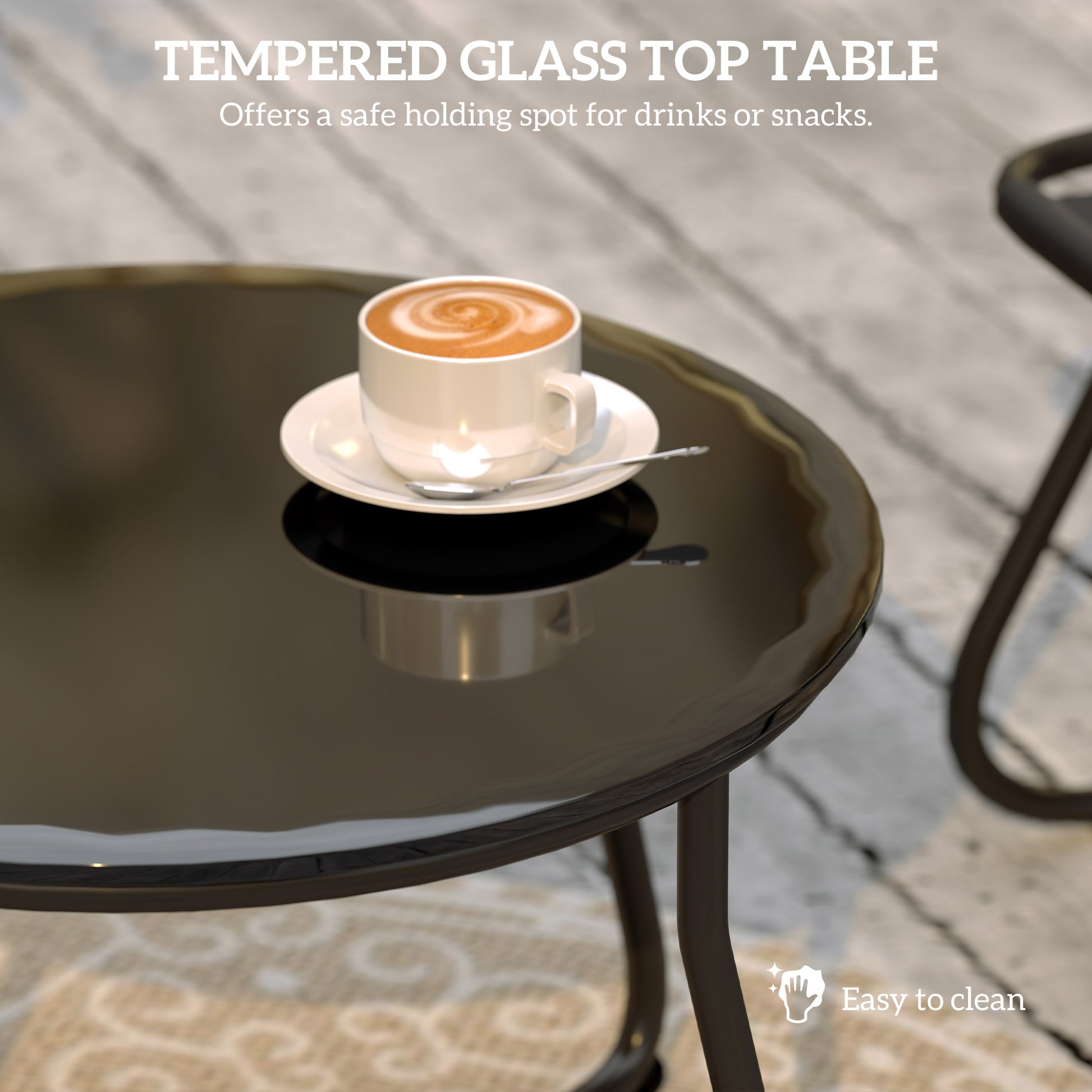 Outsunny 4 Seater Garden Furniture Set, Conversation Set with Loveseat Sofa, Chairs, Glass Coffee Table, Thick Cushions, Steel Outdoor Sofa for Balcony, Poolside, Conservatory, Light Grey