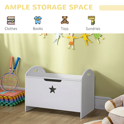 HOMCOM MDF Children's Toy Storage Chest w/ Safety Hinge White