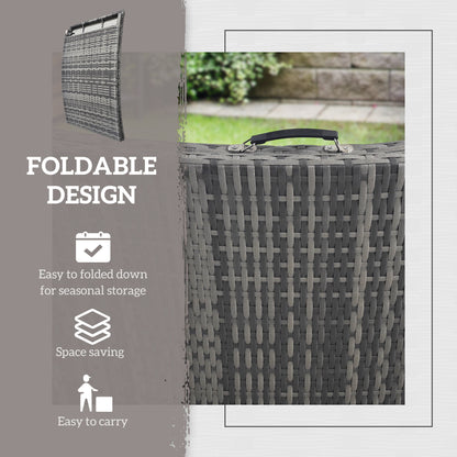Outsunny Rattan Folding Sun Lounger Outdoor Chair with Cushion and Pillow Mixed Grey