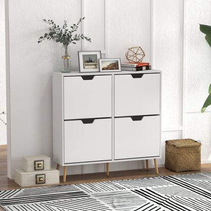 HOMCOM Shoe Storage Cabinet, 4 Flip Drawers, Shoe Organizer for 16 Pairs of Shoes, White