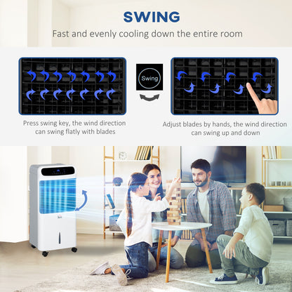 HOMCOM 32" Mobile Air Cooler, Evaporative Anion Ice Cooling Fan Water Conditioner Humidifier Unit w/3 Modes, Remote Controller, Timer for Home Bedroom