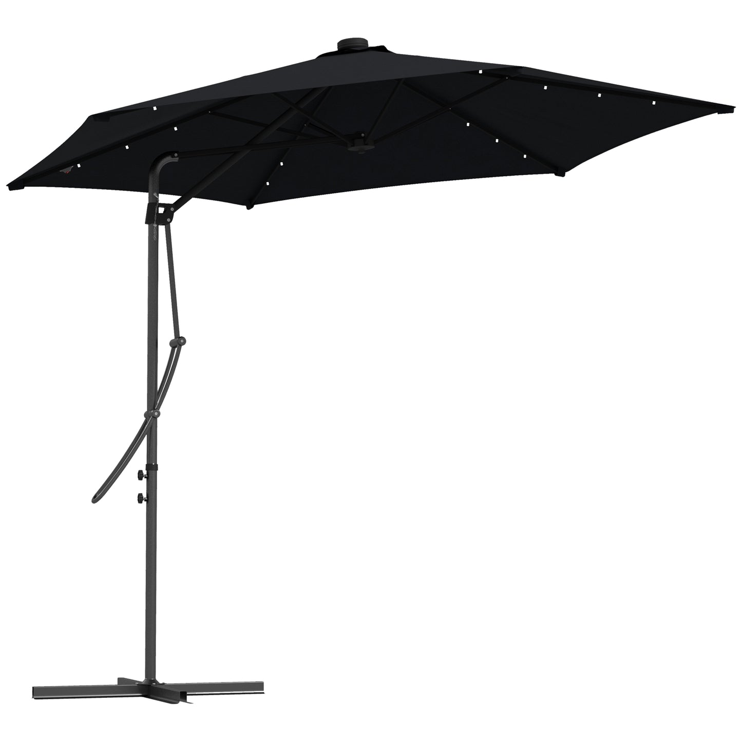 Outsunny 3(m) Solar LED Cantilever Parasol, Black
