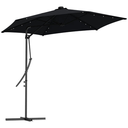 Outsunny 3(m) Solar LED Cantilever Parasol, Black