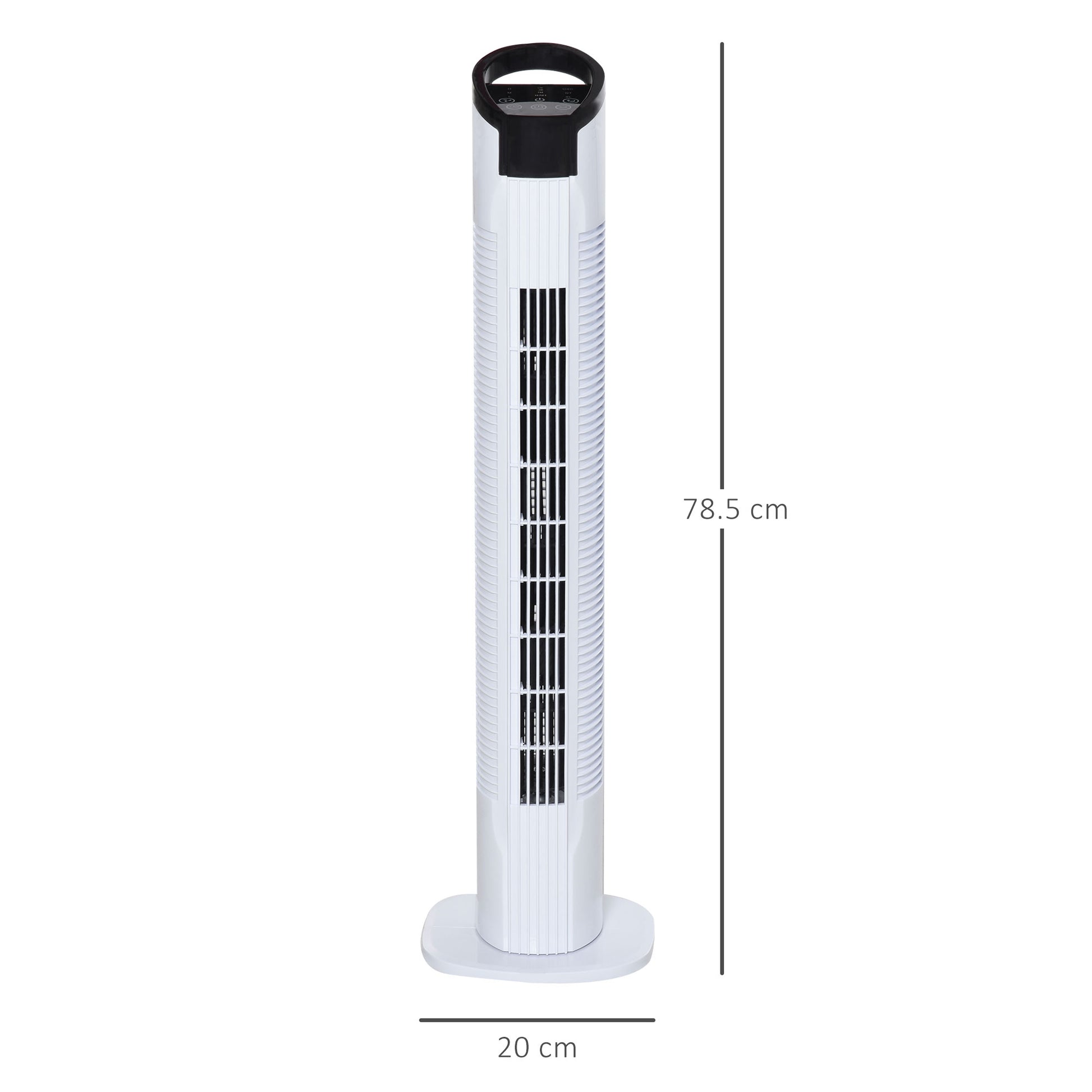 HOMCOM Freestanding Tower Fan, 3 Speed 3 Mode, 7.5h Timer, 70 Degree Oscillation, LED Panel, 5M Remote Controller, Black and White