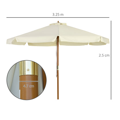 outsunny-3-3m-patio-umbrella-garden-parasol-outdoor-sun-shade-canopy-with-8-bamboo-ribs-ruffles-and-wood-pole-beige