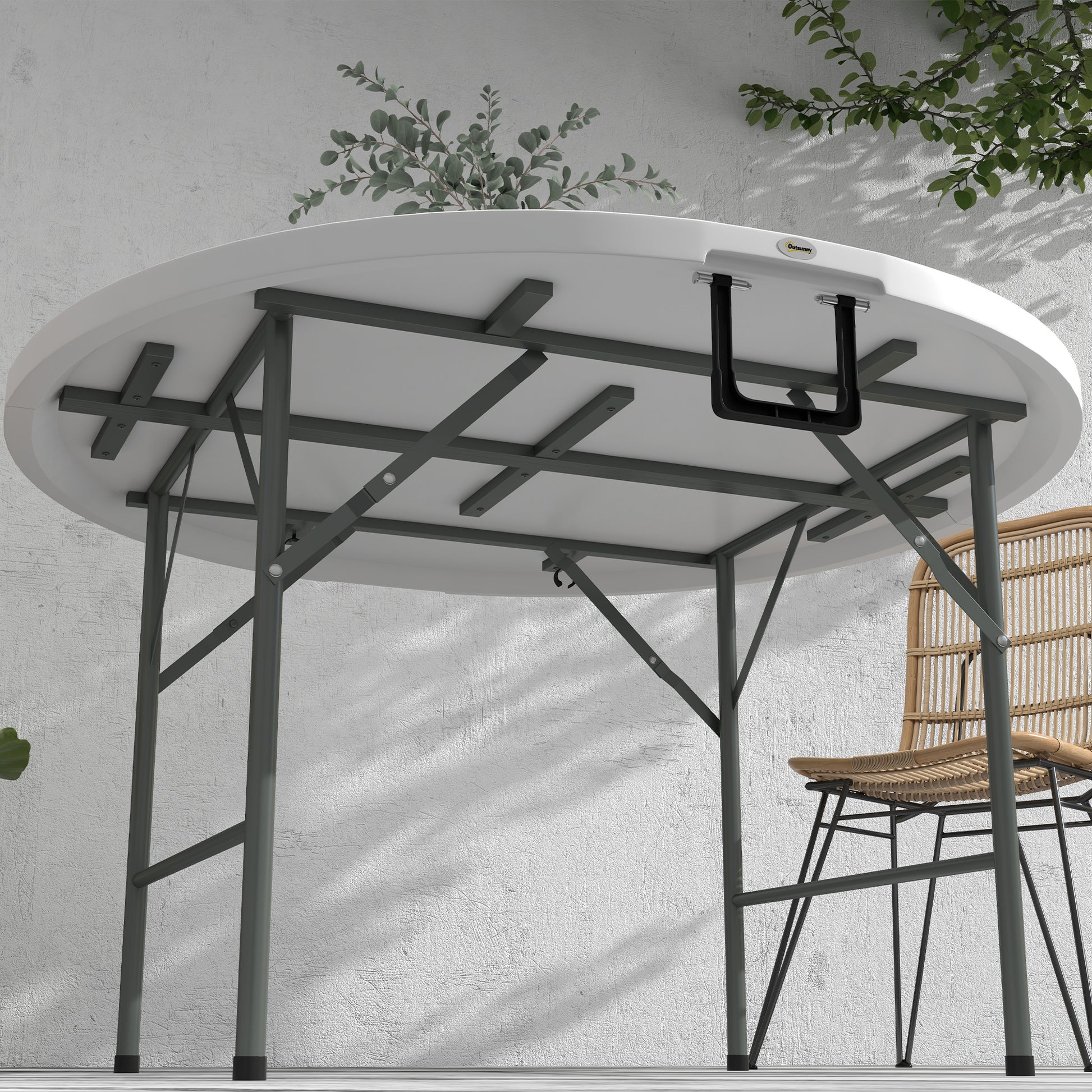 outsunny-122-folding-garden-table-outdoor-hdpe-round-picnic-table-for-6-patio-table-with-metal-frame-white
