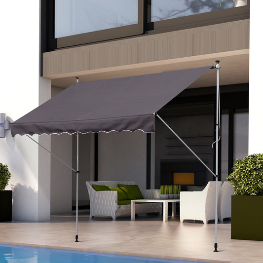 outsunny-balcony-3-x-1-5m-manual-adjustable-awning-diy-patio-clamp-awning-canopy-retractable-shade-shelter-grey