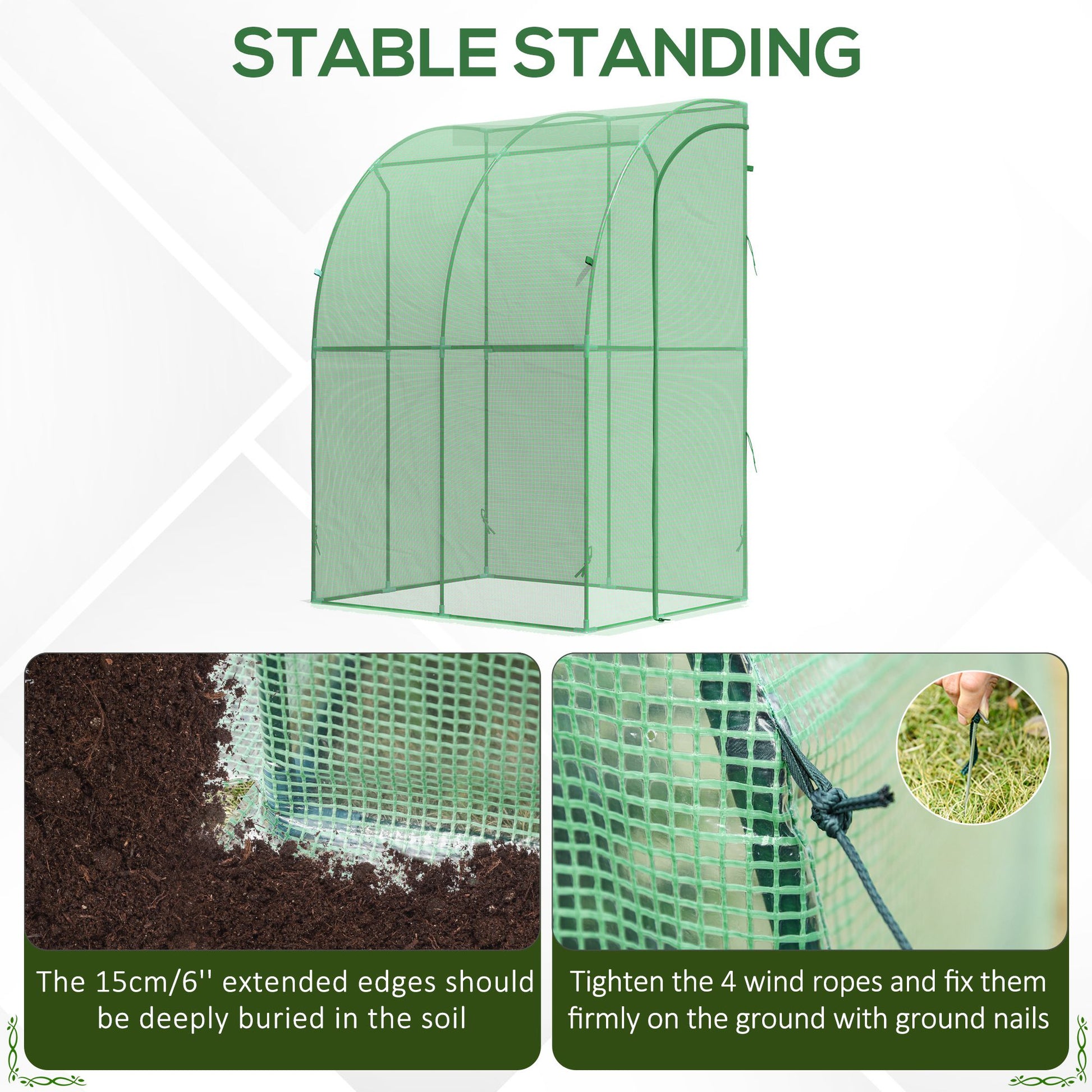 outsunny-walk-in-greenhouse-lean-to-wall-tunnel-greenhouse-with-zippered-roll-up-door-pe-cover-and-steel-frame-for-garden-143-x-118-x-212-cm