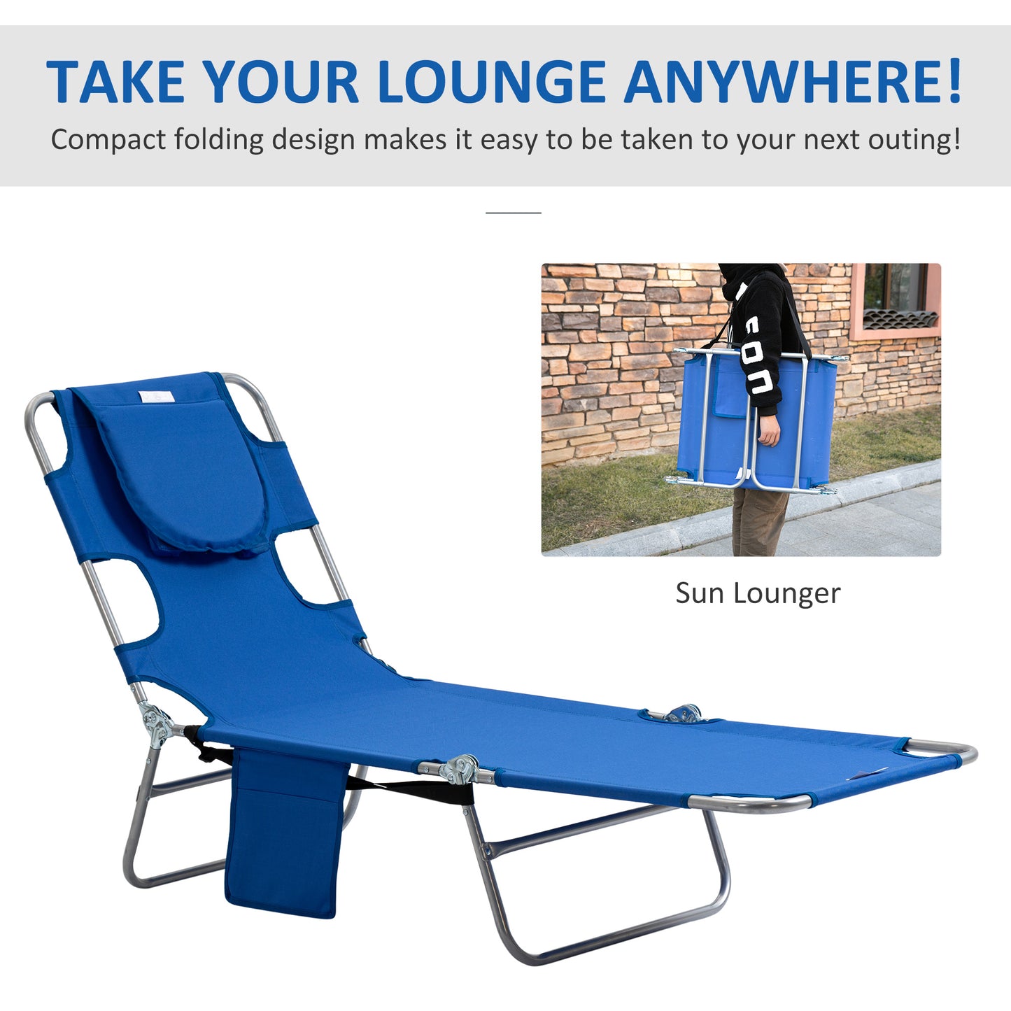 outsunny-2-pieces-foldable-sun-lounger-with-reading-hole-portable-sun-lounger-with-5-level-adjustable-backrest-reclining-lounge-chair-with-side-pocket-headrest-pillow-blue