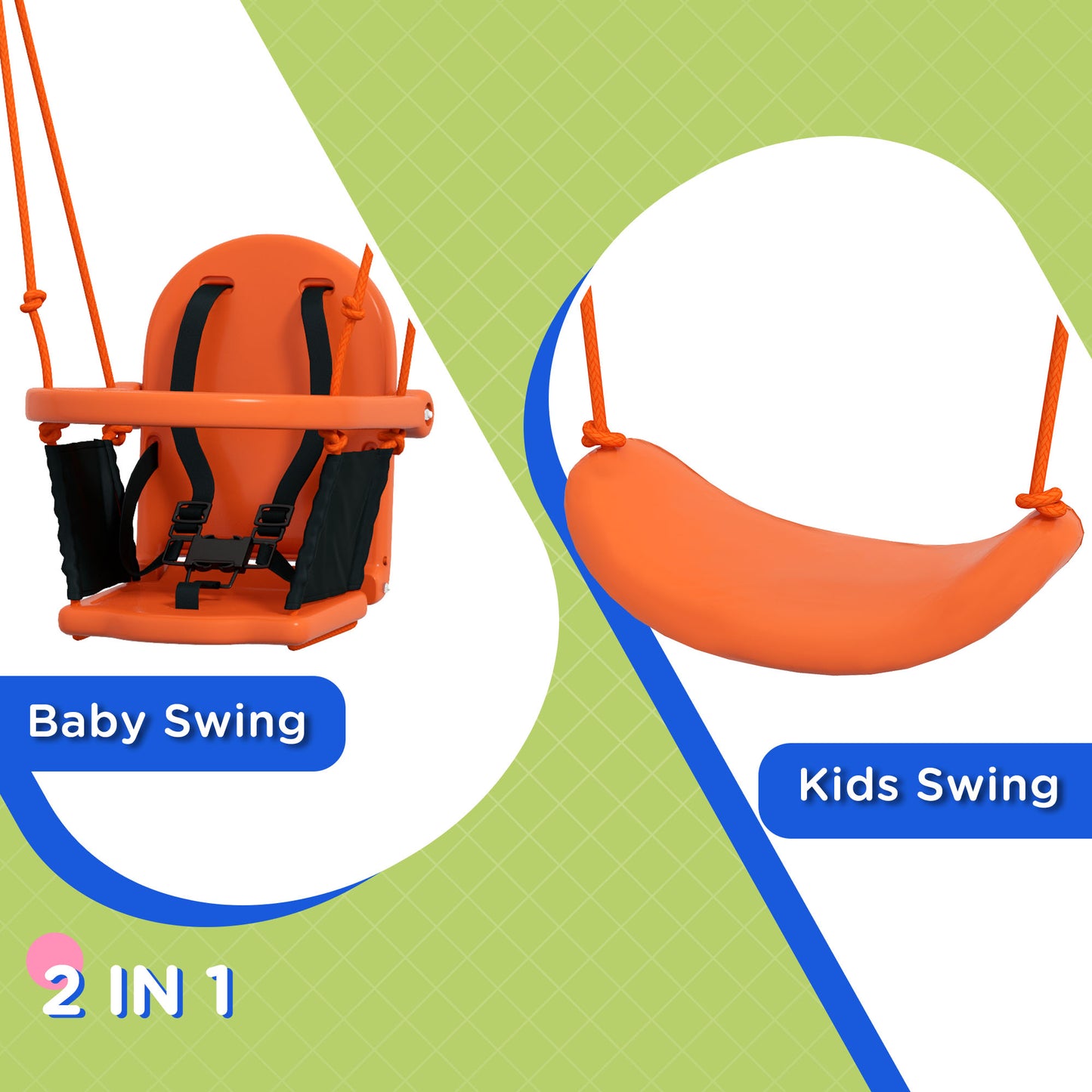 outsunny-2-in-1-metal-frame-nursery-swing-w-comfortable-seat-safety-belt-orange
