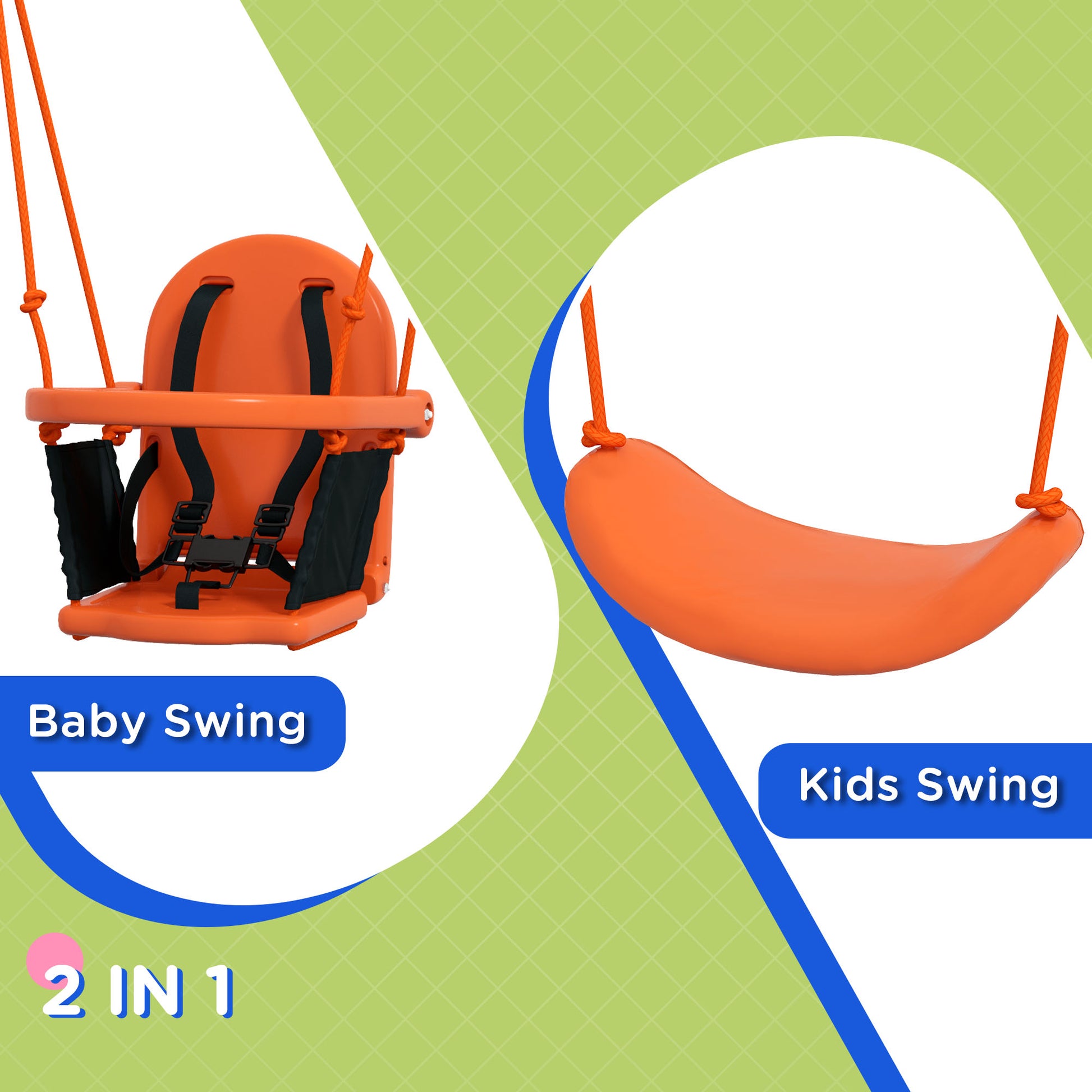 outsunny-2-in-1-metal-frame-nursery-swing-w-comfortable-seat-safety-belt-orange