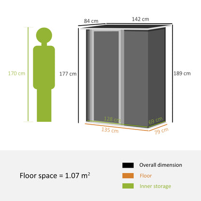 outsunny-garden-storage-shed-outdoor-tool-shed-with-sloped-roof-lockable-door-for-equipment-bikes-grey-142-x-84-x-189cm