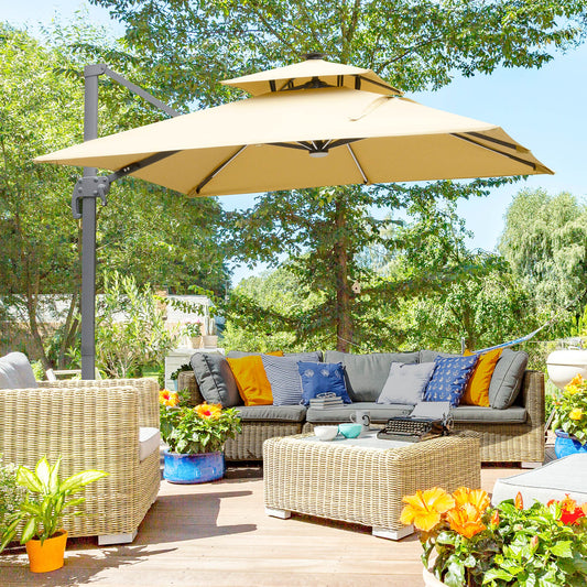 outsunny-3m-cantilever-roma-parasol-adjustable-garden-sun-umbrella-with-solar-led-tilt-and-crank-handle-cross-base-for-lawn-khaki