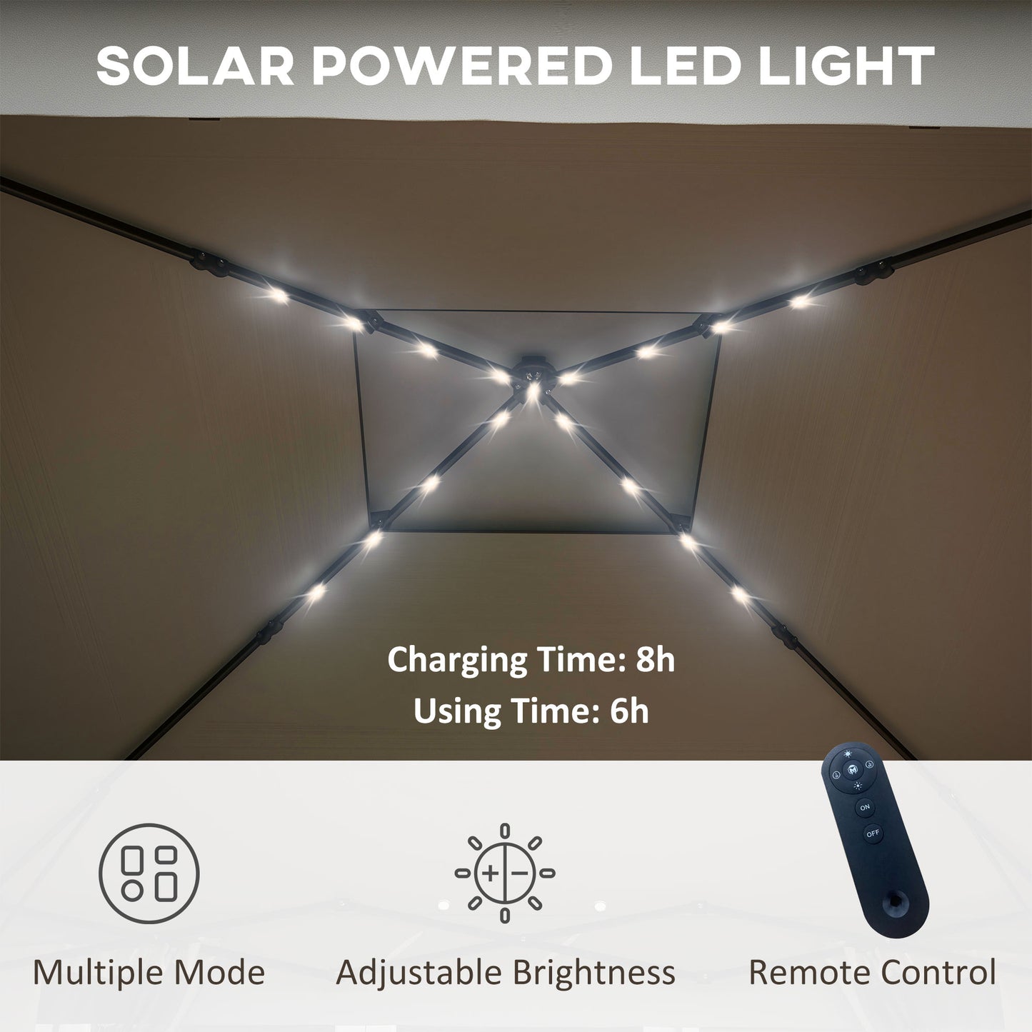 outsunny-3-x-3m-pop-up-gazebo-party-tent-with-solar-powered-led-lights-adjustable-event-shelter-with-curtain-netting-grey