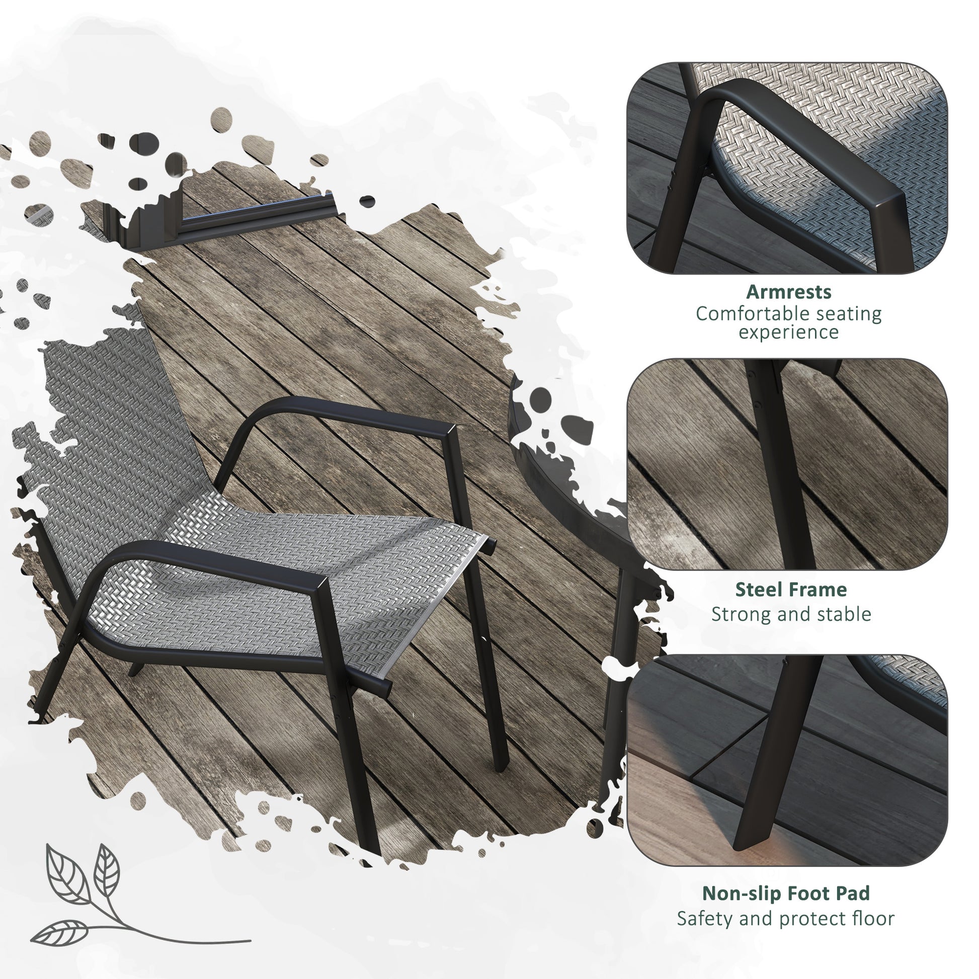 outsunny-stackable-outdoor-rattan-chairs-set-of-4-with-armrests-and-backrest-grey