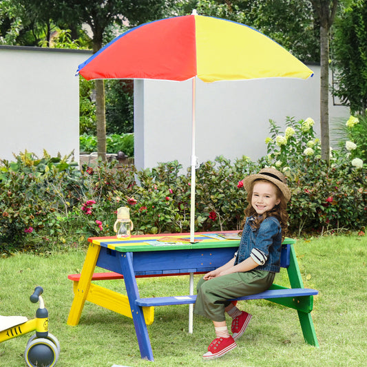 outsunny-kids-picnic-table-set-wooden-bench-rainbow-with-sandbox-removable-height-adjustable-parasol-outdoor-garden-patio-backyard-beach