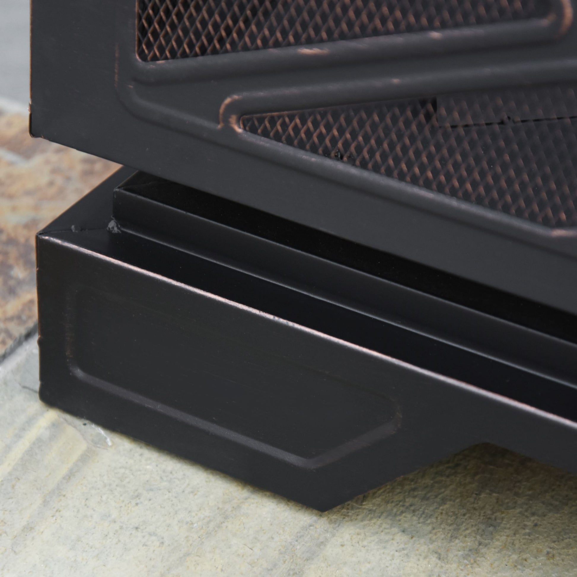 outsunny-66cm-2-in-1-square-fire-pit-metal-brazier-for-garden-patio-with-bbq-grill-shelf-spark-screen-cover-poker-black