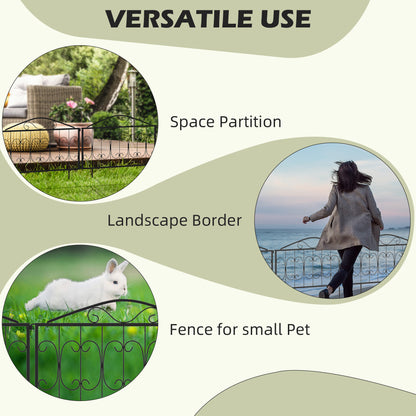 outsunny-decorative-garden-fencing-4pcs-outdoor-picket-fence-panels-rustproof-metal-wire-landscape-flower-bed-border-edging-animal-barrier-black
