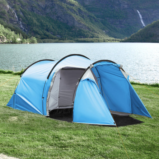 outsunny-2-3-man-tunnel-tents-w-vestibule-camping-tent-porch-air-vents-rainfly-weather-resistant-shelter-fishing-hiking-festival-shelter-blue