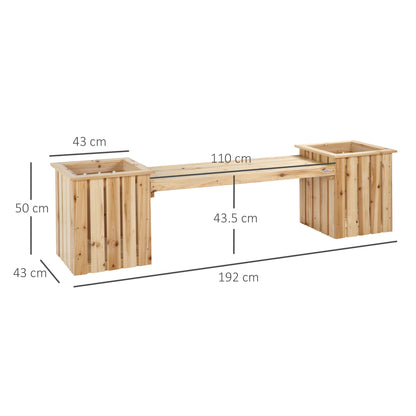 outsunny-wooden-planters-bench-combination-flower-pot-planter-box-with-garden-bench-for-patio-park-and-deck-192-x-43-x-50-cm-natural