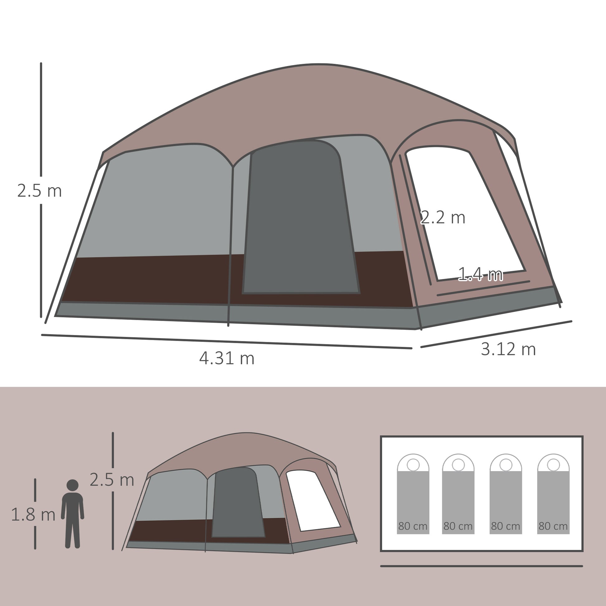 outsunny-3-4-man-two-room-camping-tent-with-vestibule-uv50-cabin-tent-with-3000-mm-water-column-groundsheet-portable-carry-bag-for-travel-hiking