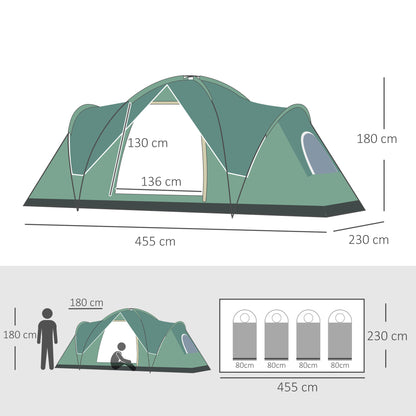 outsunny-5-6-man-dome-camping-tent-hiking-shelter-uv-protection-3000mm-water-resistant-tunnel-tent-dark-green