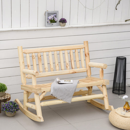 outsunny-garden-2-seater-rocking-bench-wood-frame-rough-cut-log-loveseat-slatted-high-back-rustic-style-w-armrests-garden-outdoor-furniture-natural