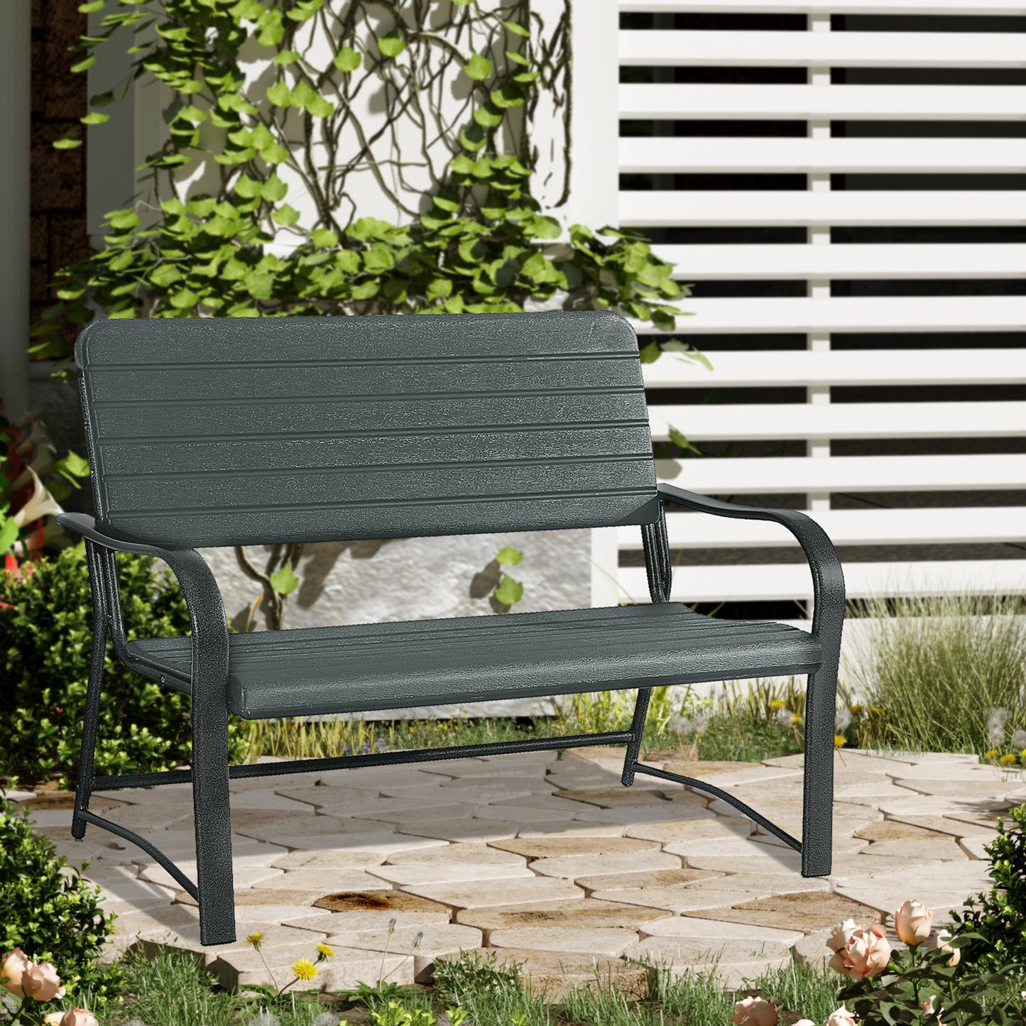 outsunny-2-seater-garden-bench-double-chair-outdoor-love-chair-patio-furniture-dark-green