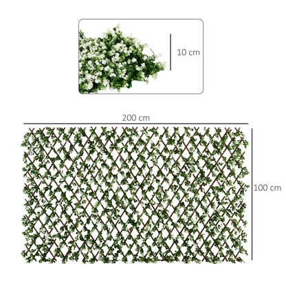 outsunny-2-pcs-expandable-faux-privacy-fence-2-x-1m-decorative-trellis-w-artificial-leaves-garden-telescopic-hedge-privacy-screen-greenery-walls