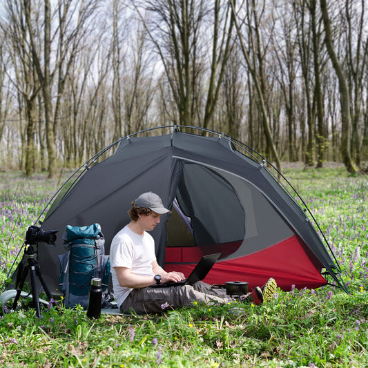 outsunny-camping-tent-compact-2-man-dome-tent-waterproof-lightweight-outdoor-tent-with-double-layer-doors-dark-grey