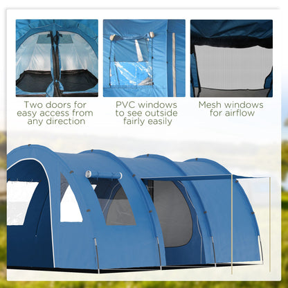 outsunny-5-6-man-tunnel-tent-two-room-camping-tent-with-sewn-in-floor-2-doors-and-carry-bag-2000mm-water-column-for-fishing-hiking-sports