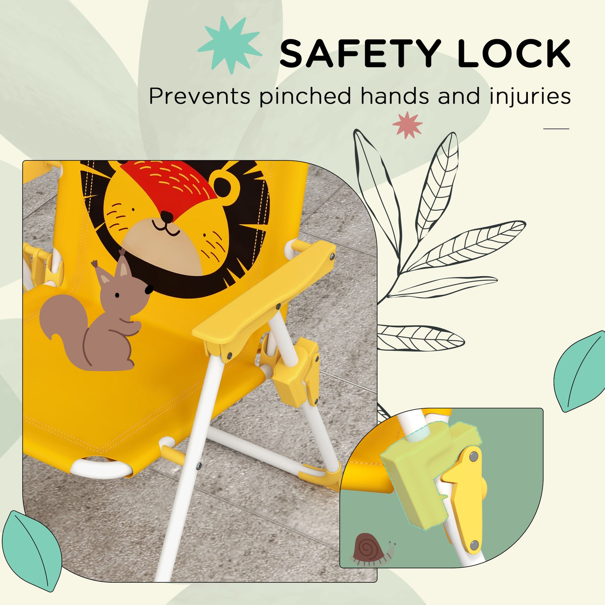 outsunny-kids-picnic-table-and-chair-set-lion-themed-outdoor-garden-furniture-w-foldable-chairs-adjustable-parasol-yellow