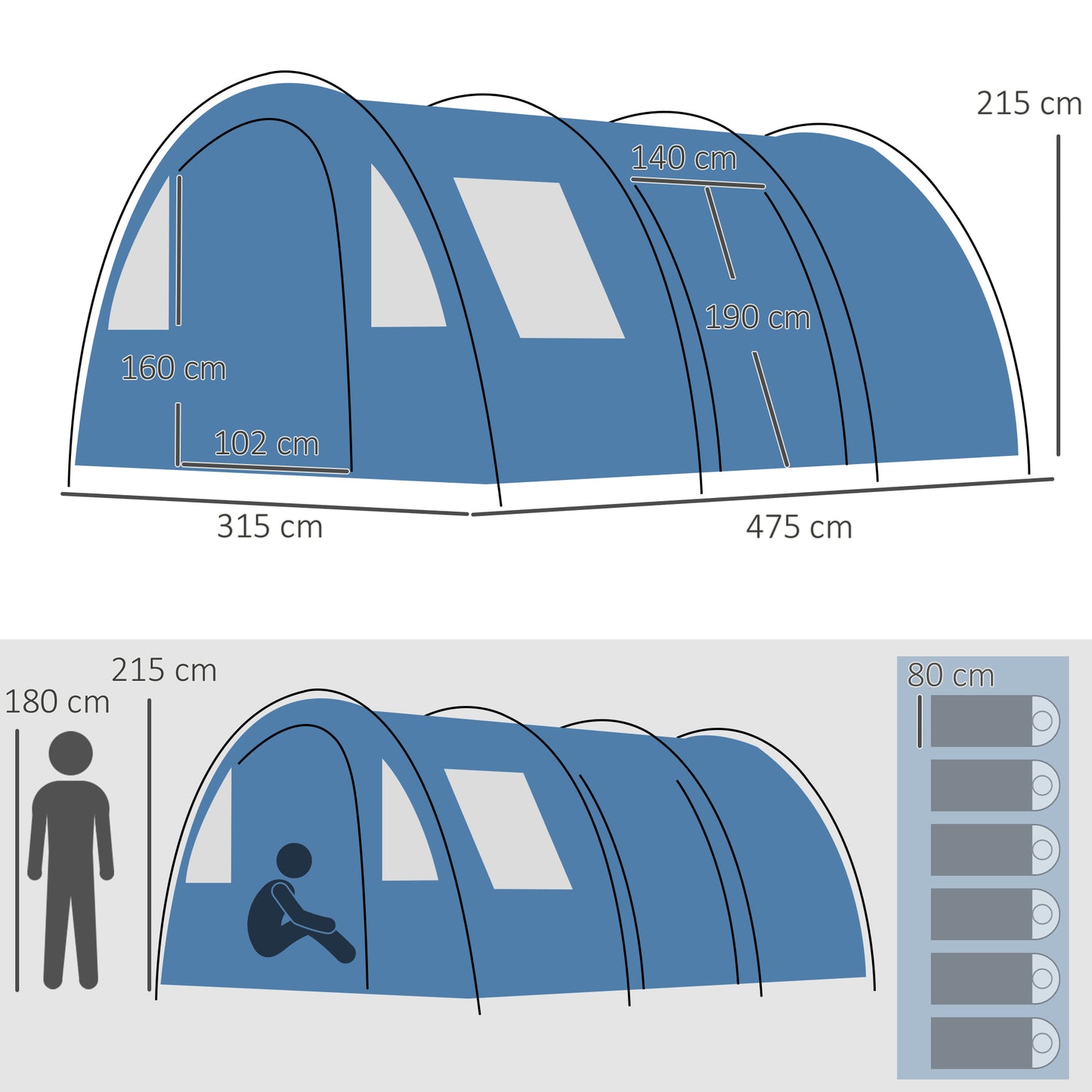 outsunny-5-6-man-tunnel-tent-two-room-camping-tent-with-sewn-in-floor-2-doors-and-carry-bag-2000mm-water-column-for-fishing-hiking-sports