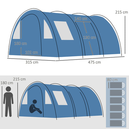 outsunny-5-6-man-tunnel-tent-two-room-camping-tent-with-sewn-in-floor-2-doors-and-carry-bag-2000mm-water-column-for-fishing-hiking-sports
