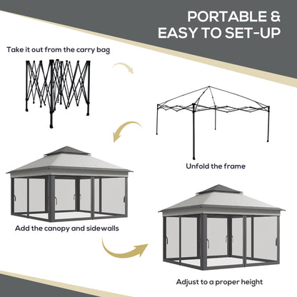 outsunny-3-x-3m-pop-up-gazebo-height-adjustable-instant-event-shelter-with-netting-and-carrying-bag-grey
