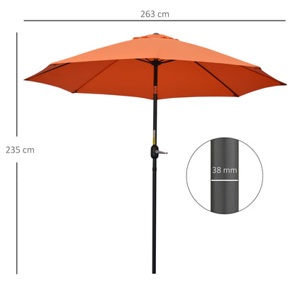 outsunny-2-6m-patio-parasol-sun-umbrella-tilt-shade-shelter-canopy-with-crank-8-ribs-aluminium-frame-orange