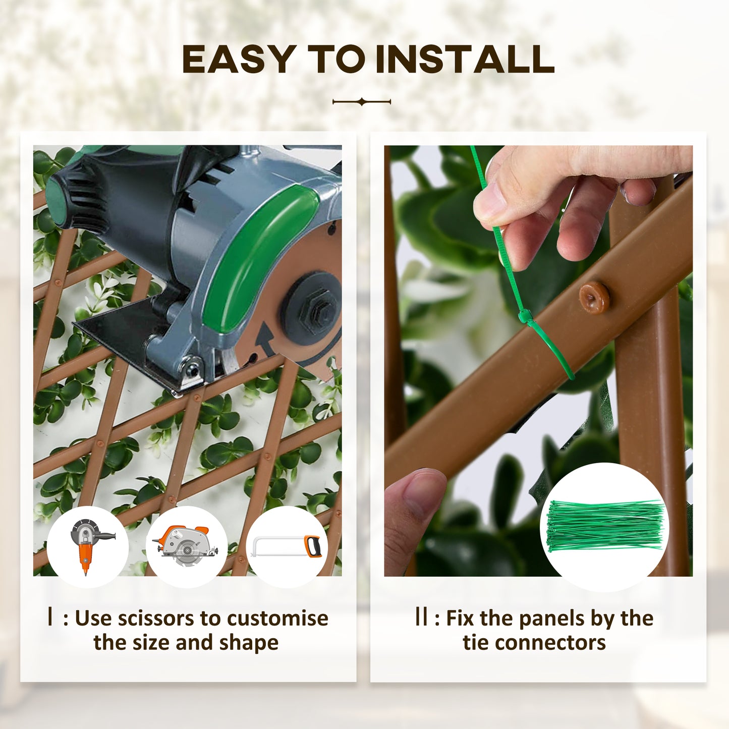 outsunny-2-pcs-expandable-faux-privacy-fence-2-x-1m-decorative-trellis-w-artificial-leaves-garden-telescopic-hedge-privacy-screen-greenery-walls