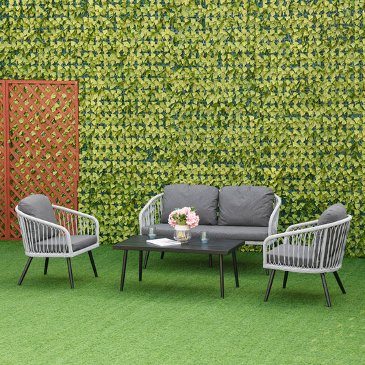 outsunny-5-seater-garden-pe-rattan-sofa-set-w-single-cushioned-sofas-loveseat-coffee-table-and-adjustable-foot-pads-grey